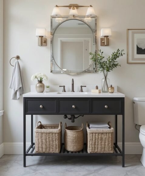 Vanity with Open Metal Frame