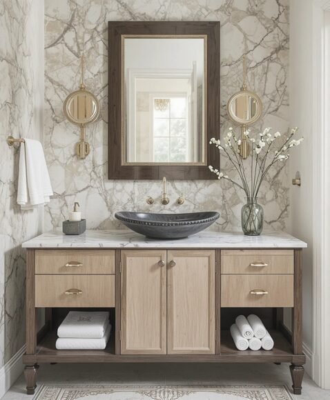 Vanity with Vessel Sink