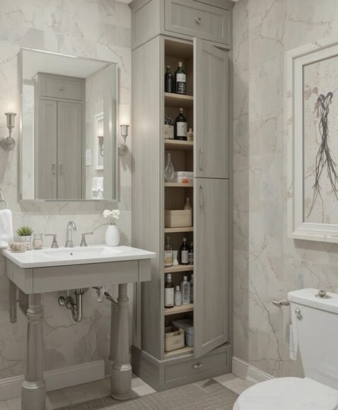 Wall Cabinets with Vertical Pull-Out Storage