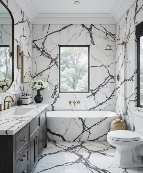White Marble with Black Veining
