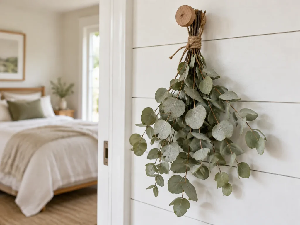 A Dried Eucalyptus Bundle on a Wall Peg