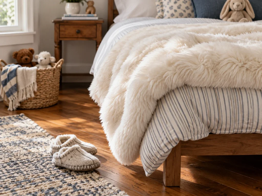 A Fluffy Snow Throw at the Foot of the Bed