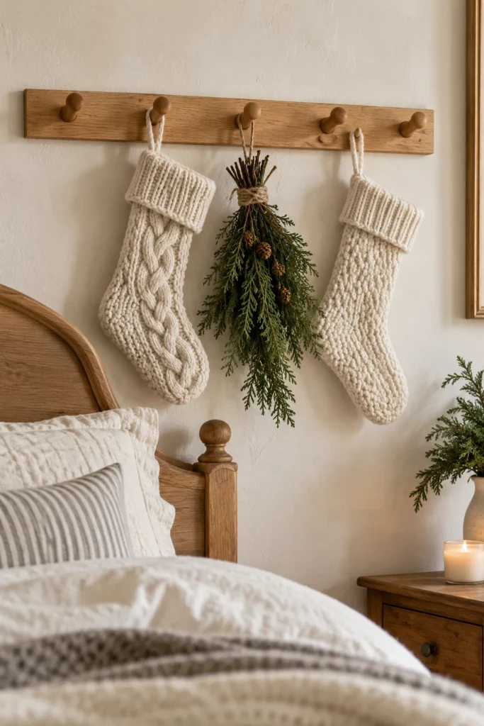 A Shaker Peg Rail with Hanging Stockings