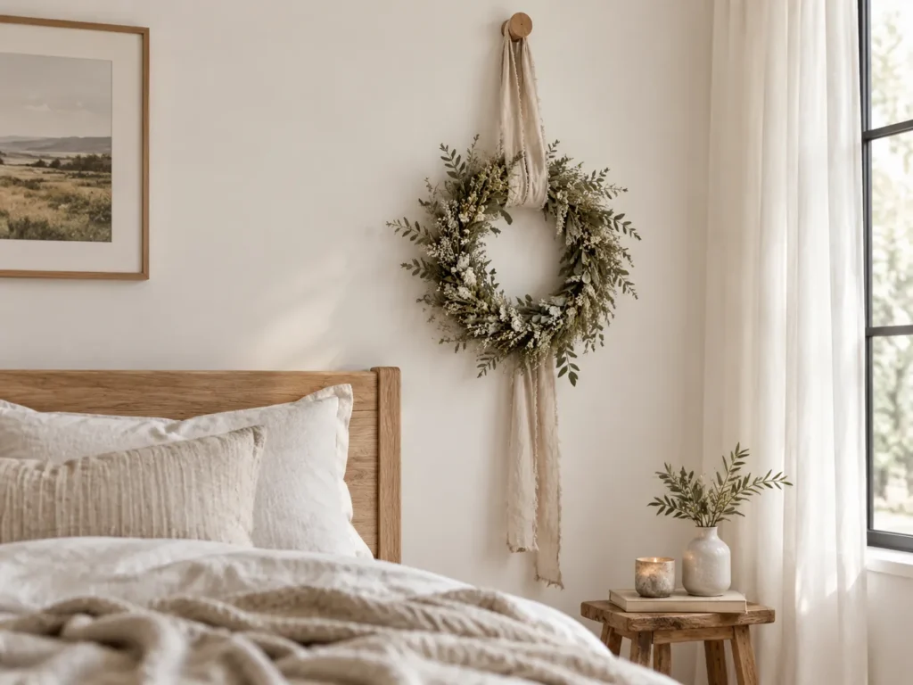 A Single Sage Wreath on a Long Linen Ribbon