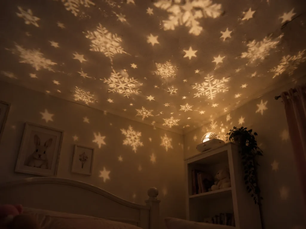 A Star and Snowflake Ceiling Projector