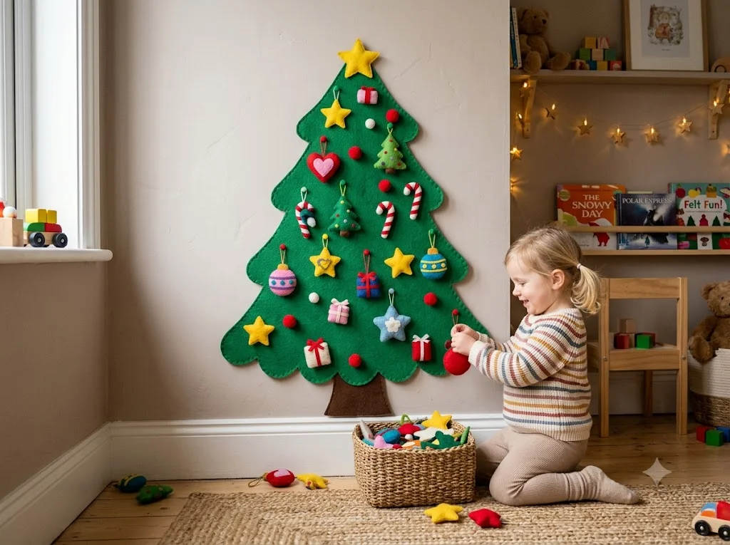 A Wall-Mounted Felt Christmas Tree