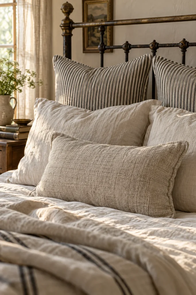 Black Ticking Stripe Euro Shams