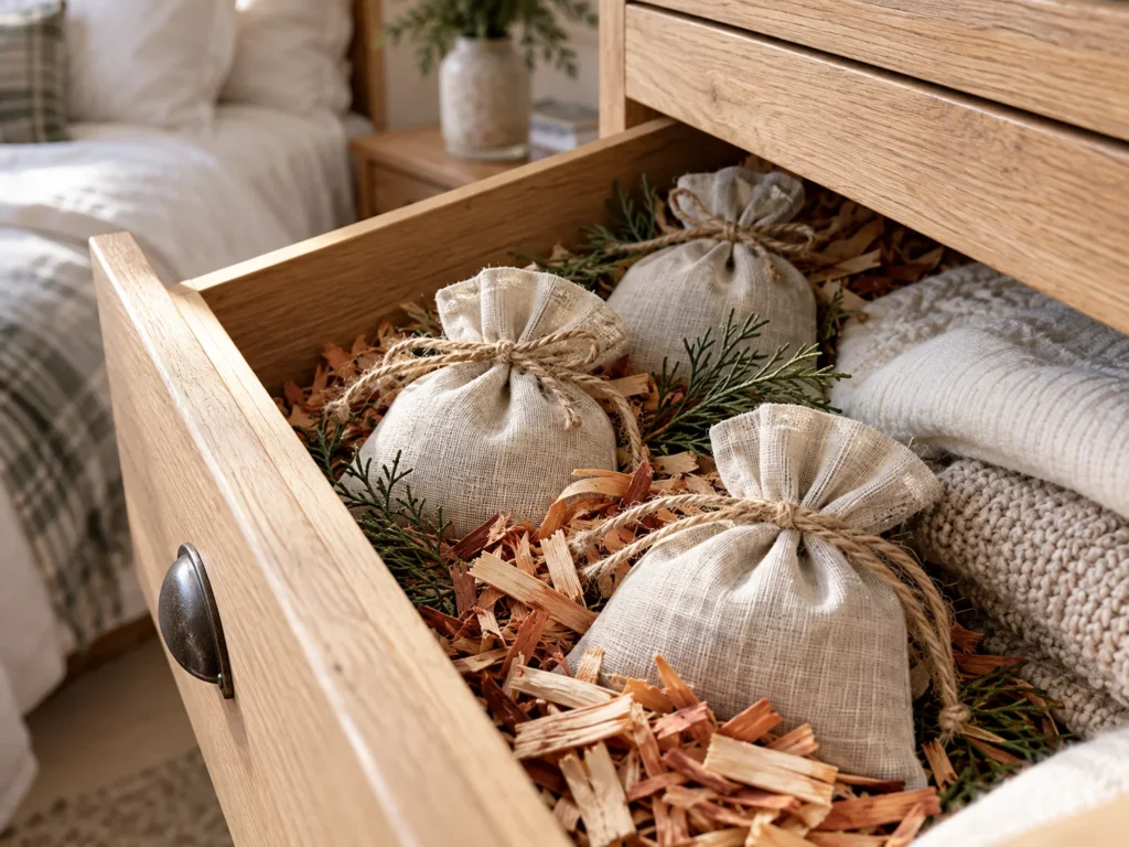 Cedar Sachets in Drawers and Pillowcases
