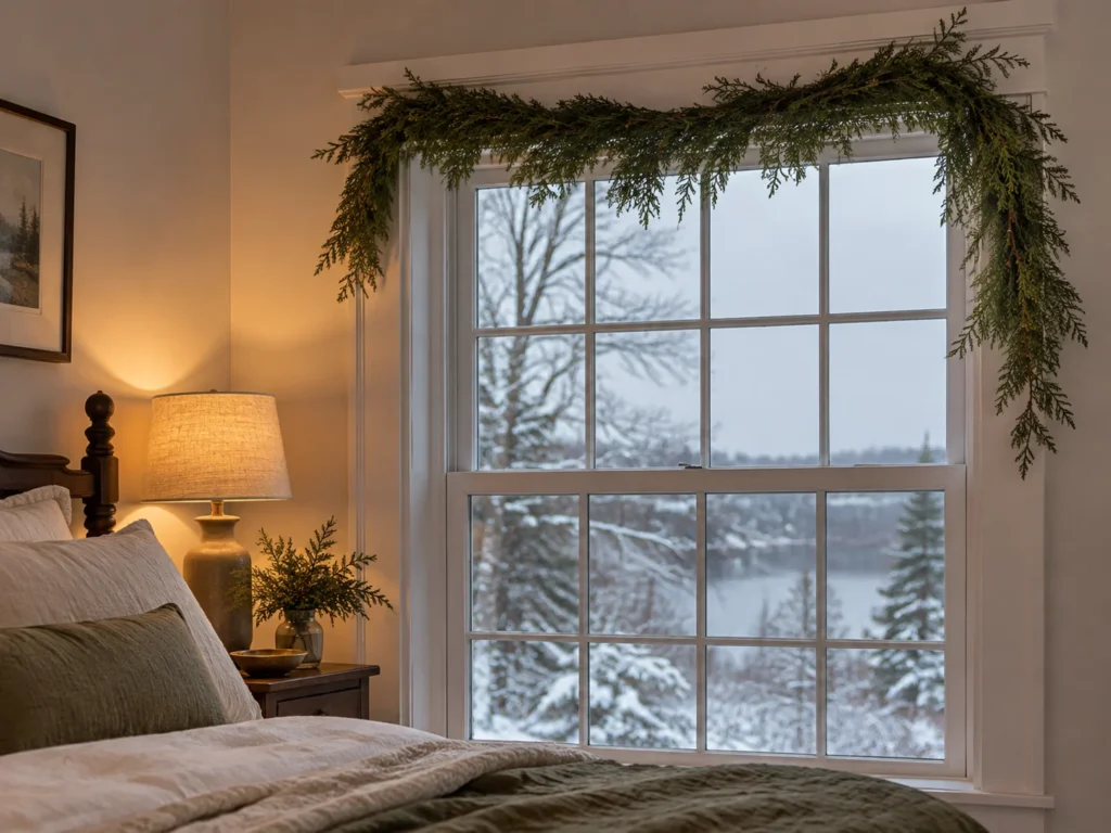 Cedar Trim Along the Window Frame