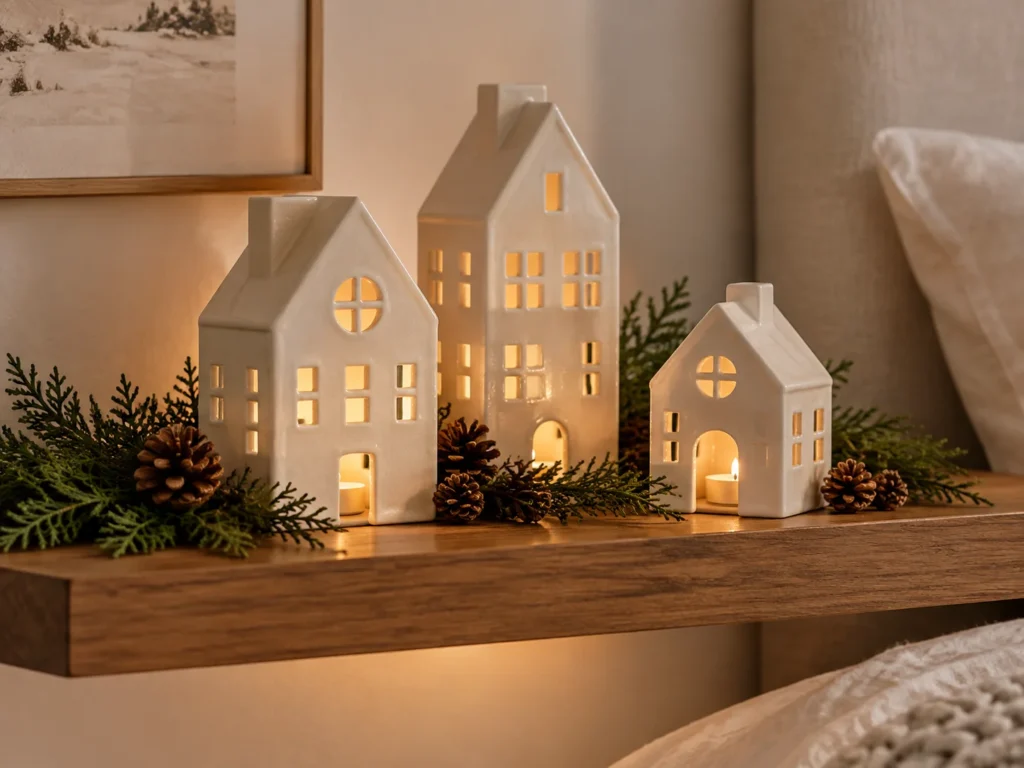 Ceramic Village Houses With Fresh Trimmings