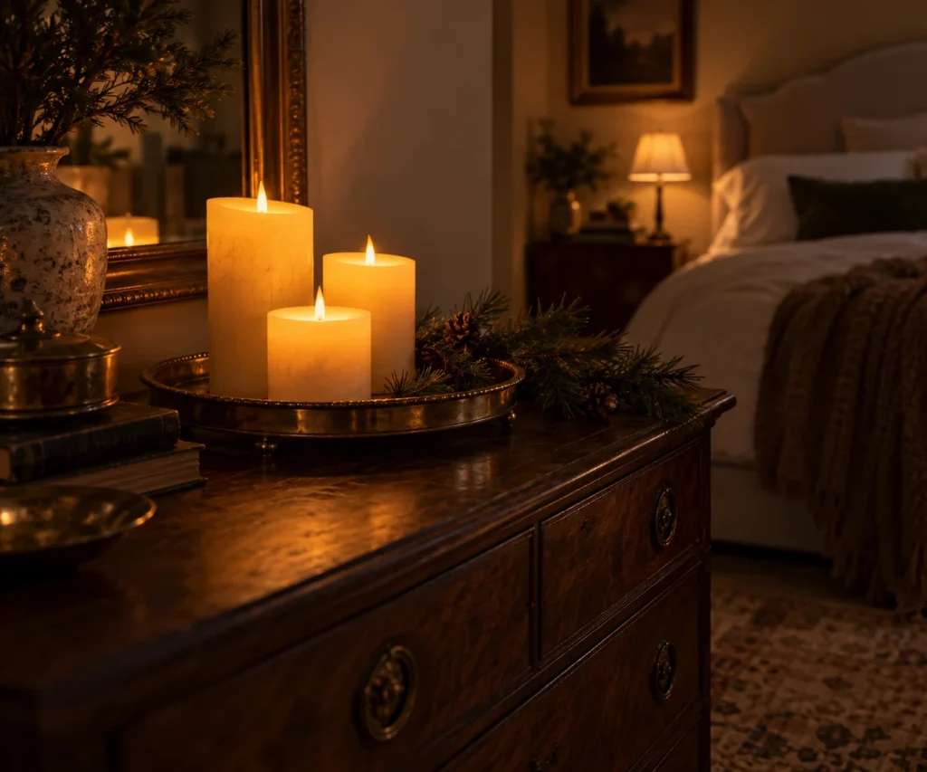 Flameless Amber LED Candle Cluster Corner