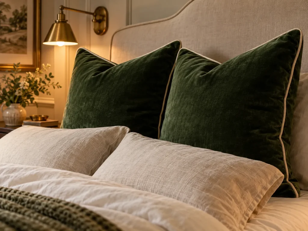 Forest Green Velvet Euro Shams