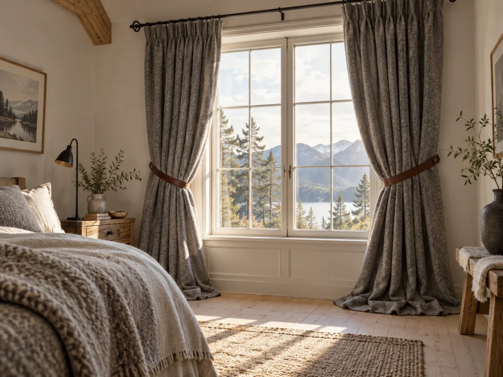 Heavy Wool Curtains on an Iron Rod