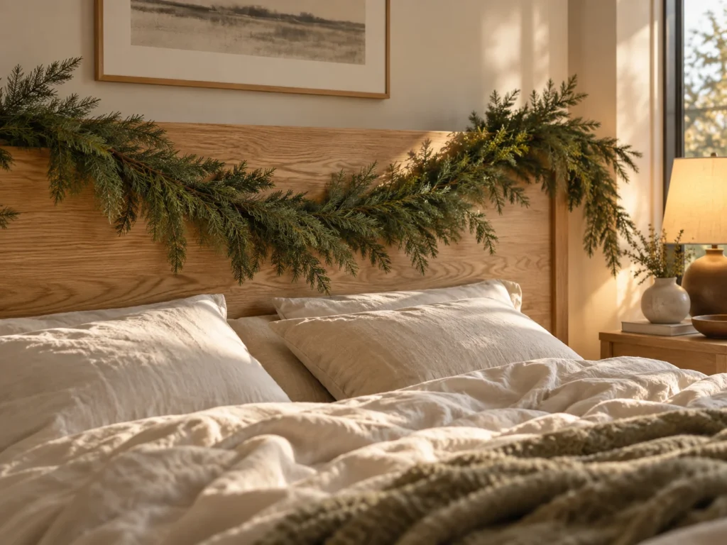 Norfolk Pine Draped Across the Headboard