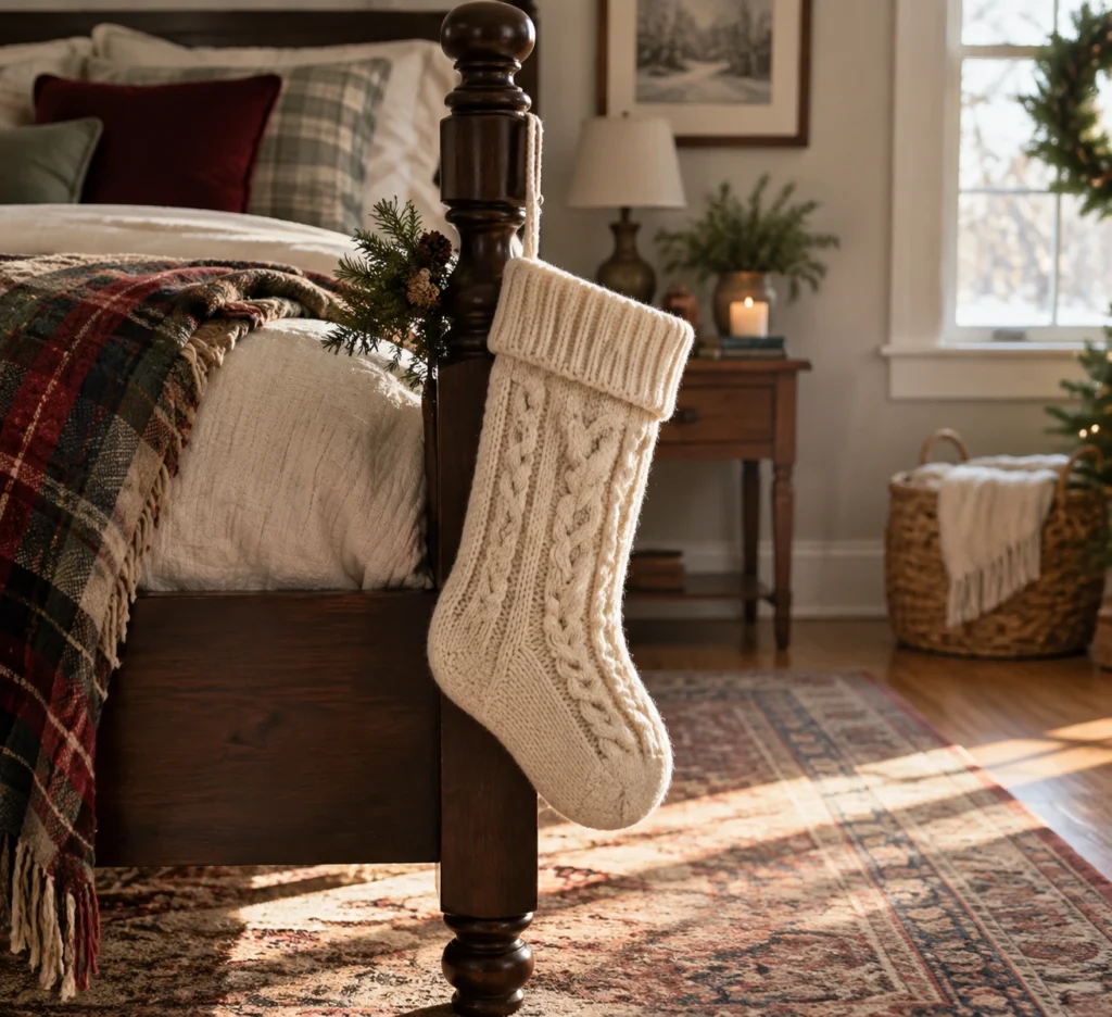 One Stocking on Bed Frame