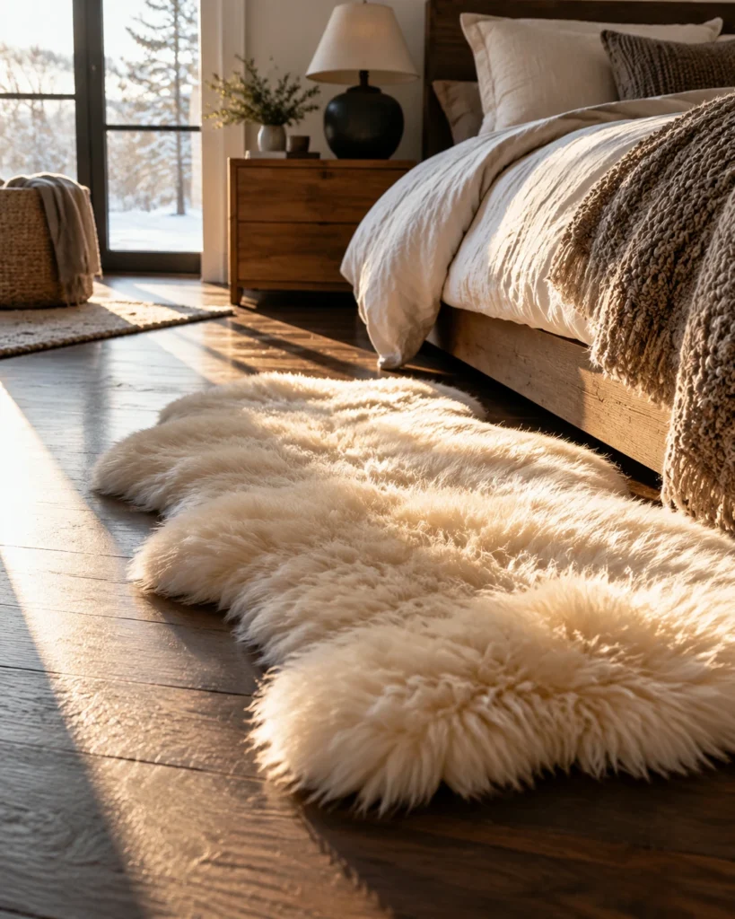 Sheepskin by the Bed
