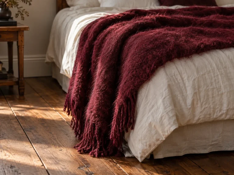 The Burgundy Mohair Throw Drape