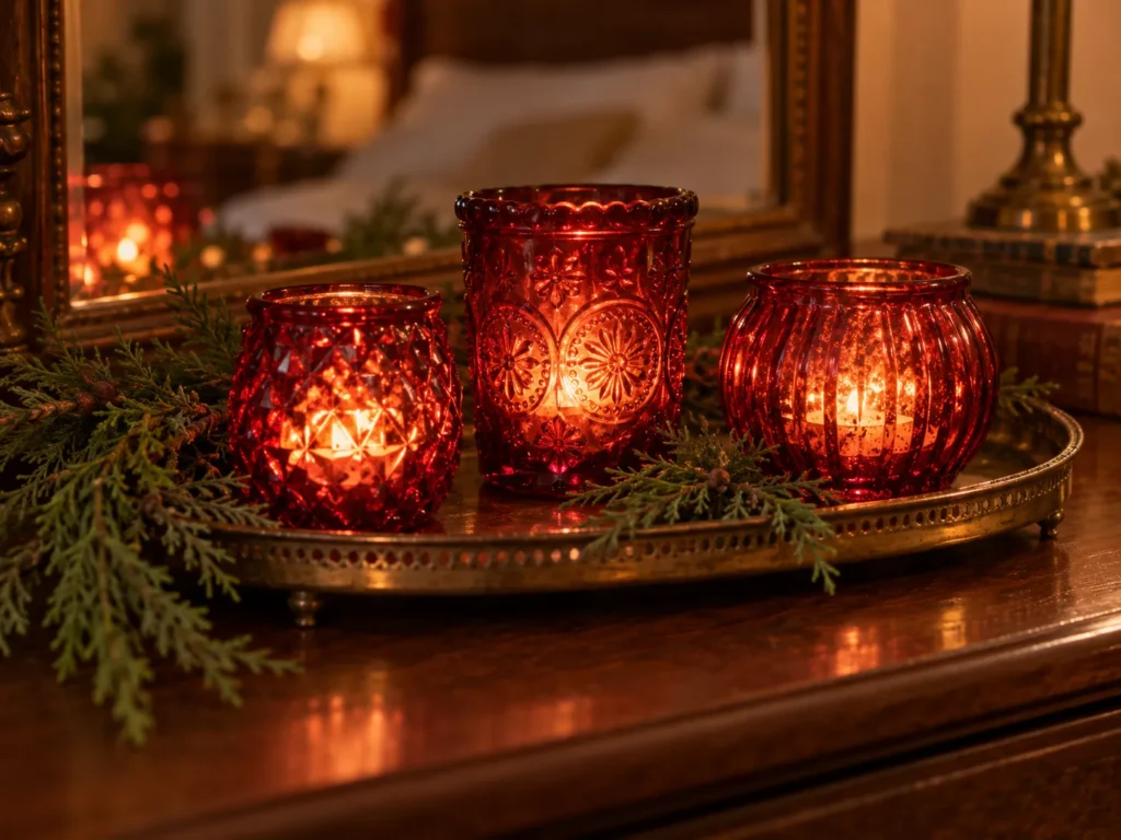 The Cranberry Glass Votive Trio