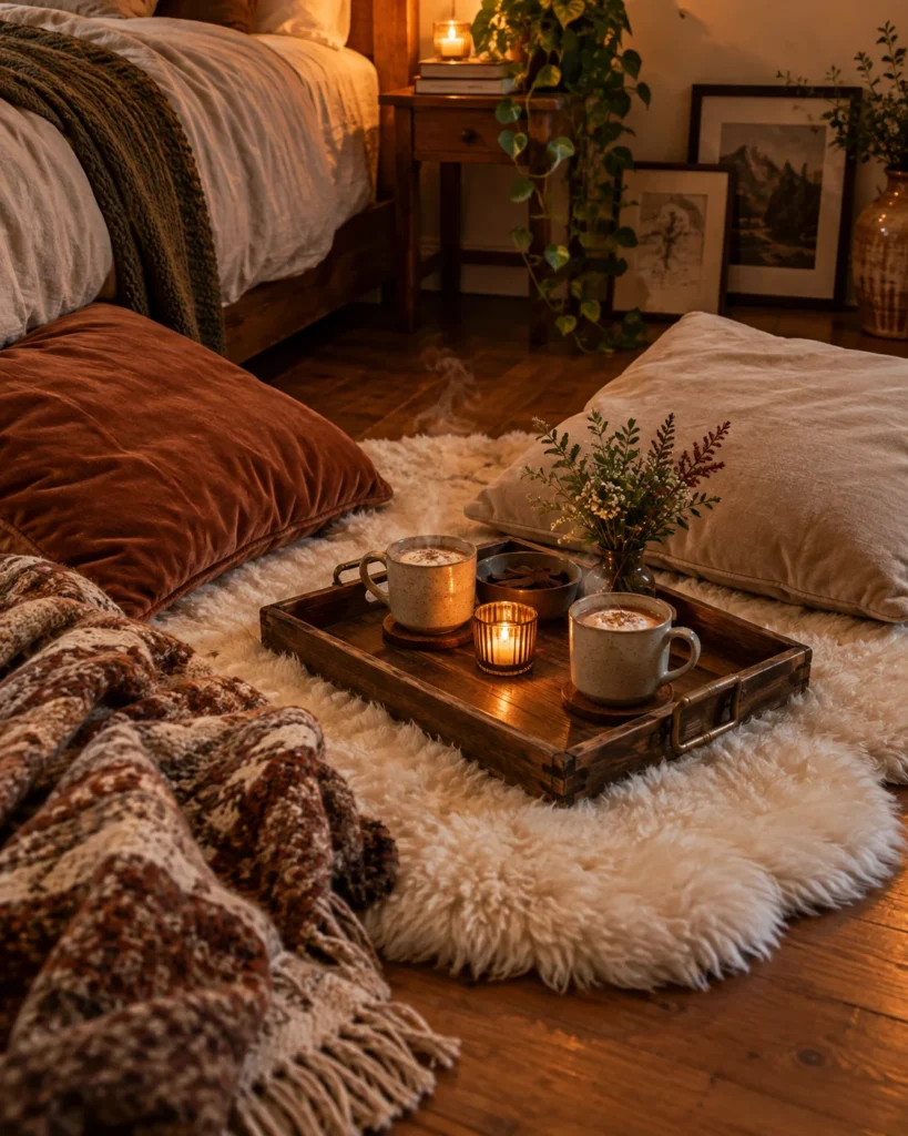 The Date Night Floor Cushion & Faux Sheepskin Nest