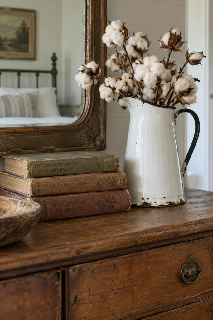 The Enamel Pitcher and Old Book Stack