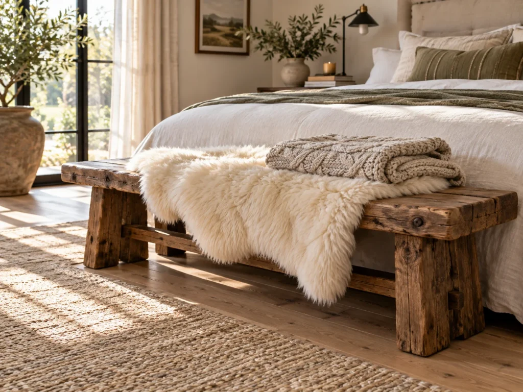 The Faux Sheepskin Bed Bench