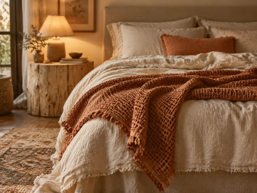The Frayed Oatmeal Linen and Terracotta Waffle Fold