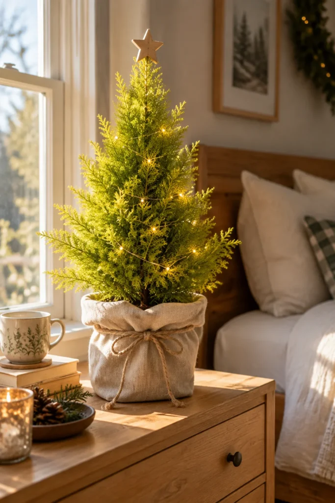 The Lemon Cypress in a Linen-Wrapped Pot