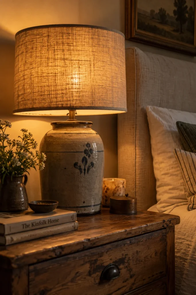 The Vintage Bulb Lamp with a Linen Shade