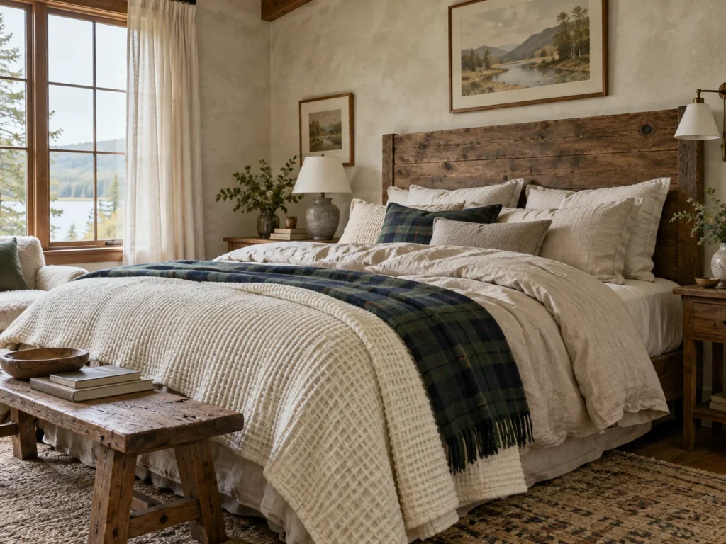 The Wool Tartan and Waffle-Knit Bed Sandwich