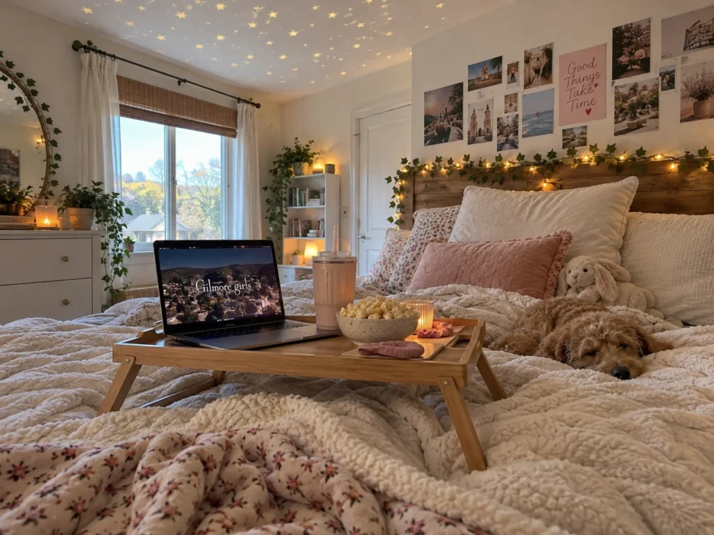 Turn Your Bed Into a Movie Night Setup