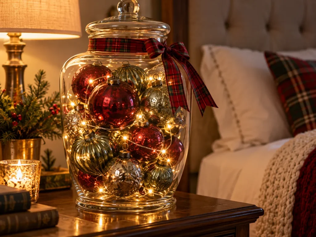 Vintage Ornaments in an Apothecary Jar