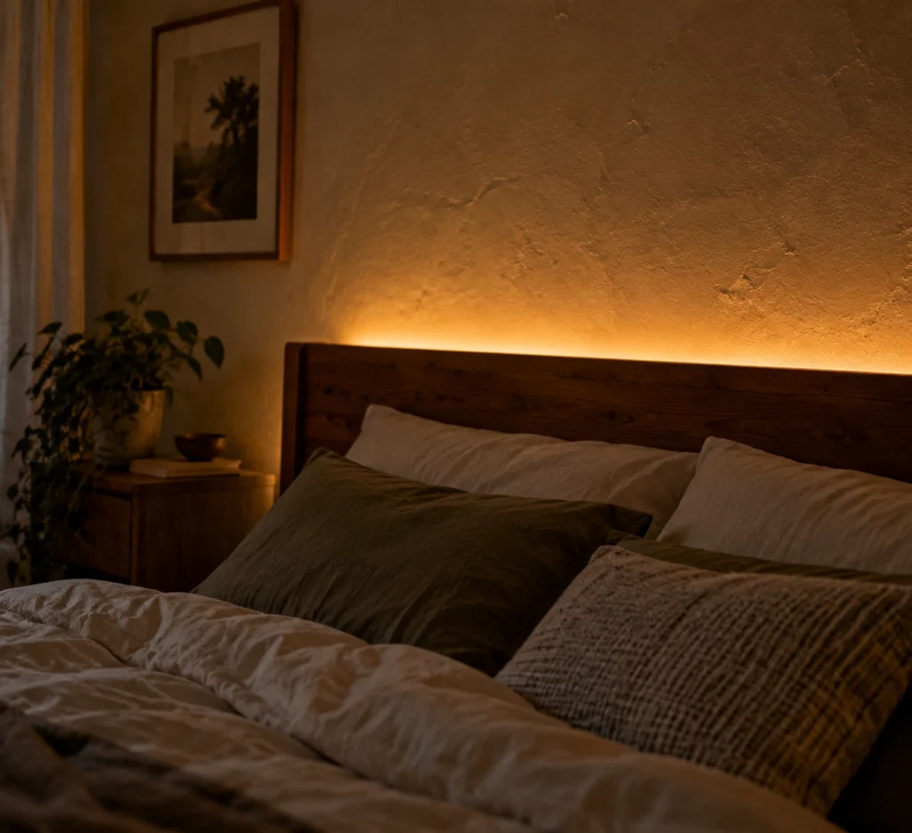 Warm Lights Behind Headboard