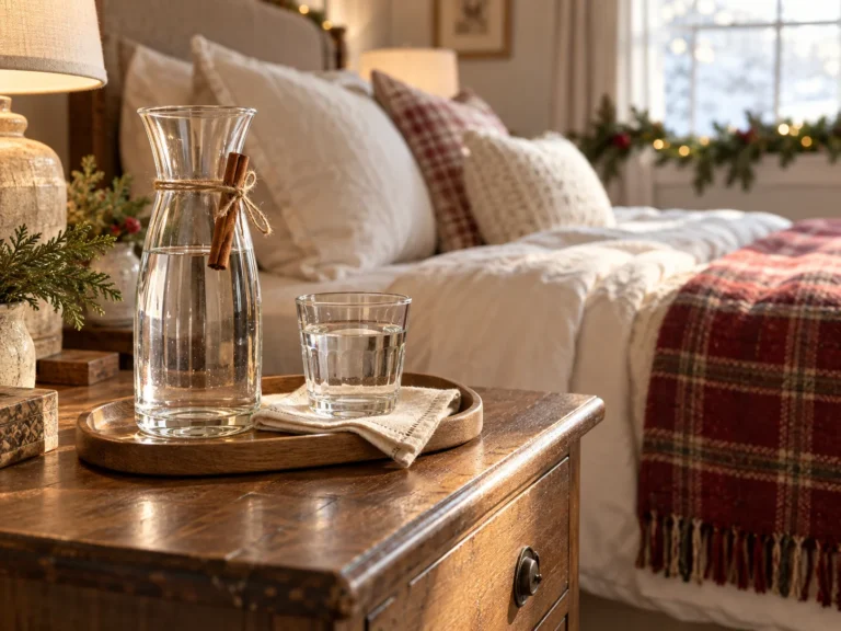Bedside Water Carafe with Cinnamon Accent