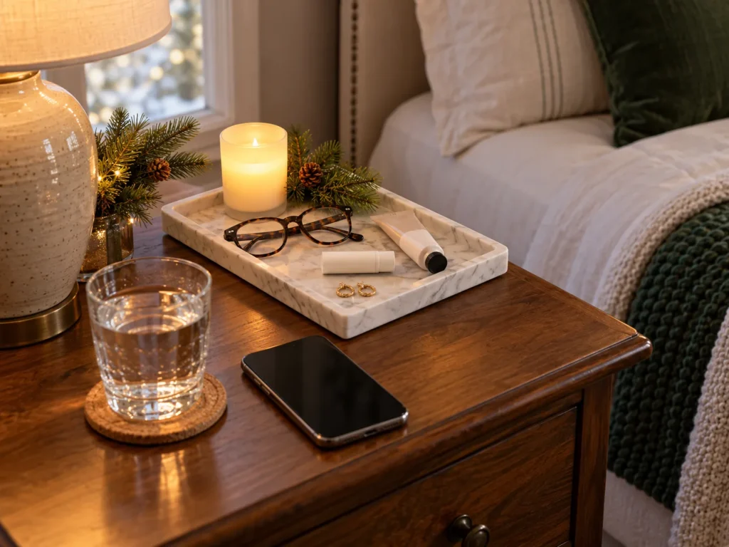 Marble Tray with an LED Votive and Essentials