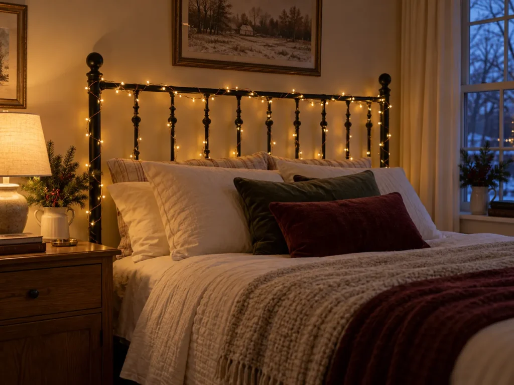 Micro-Wire Fairy Lights Woven Through Iron Spindles