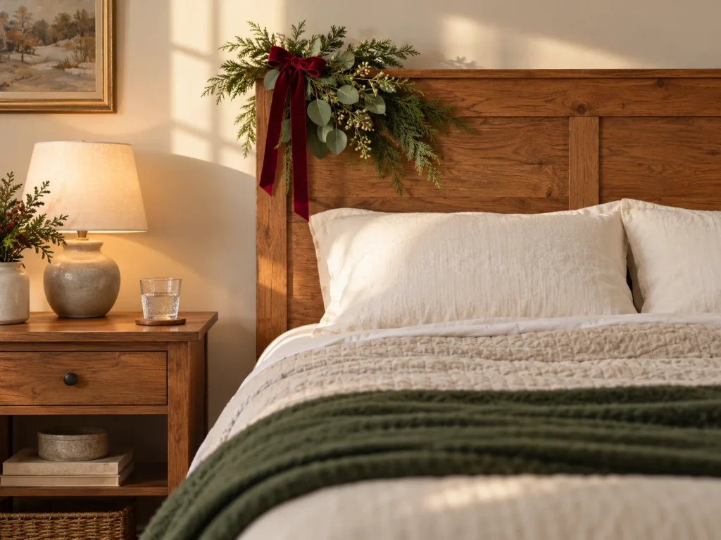 Ribbon-Tied Headboard Greenery Swag